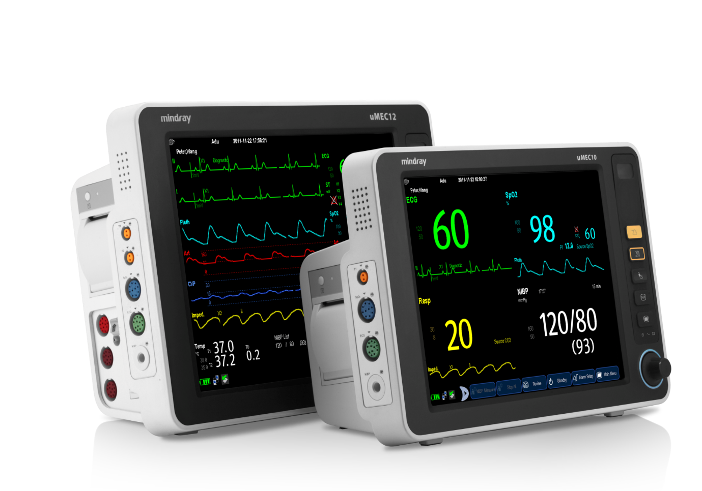 Монитор пациента uMEC 12, сенсорный экран 12. 1", ЭКГ, НИАД, Темп, Mindray SpO2, модуль 2 канала ИАД. Литий-ионный аккумулятор (11. 1В, 2600 мАч).